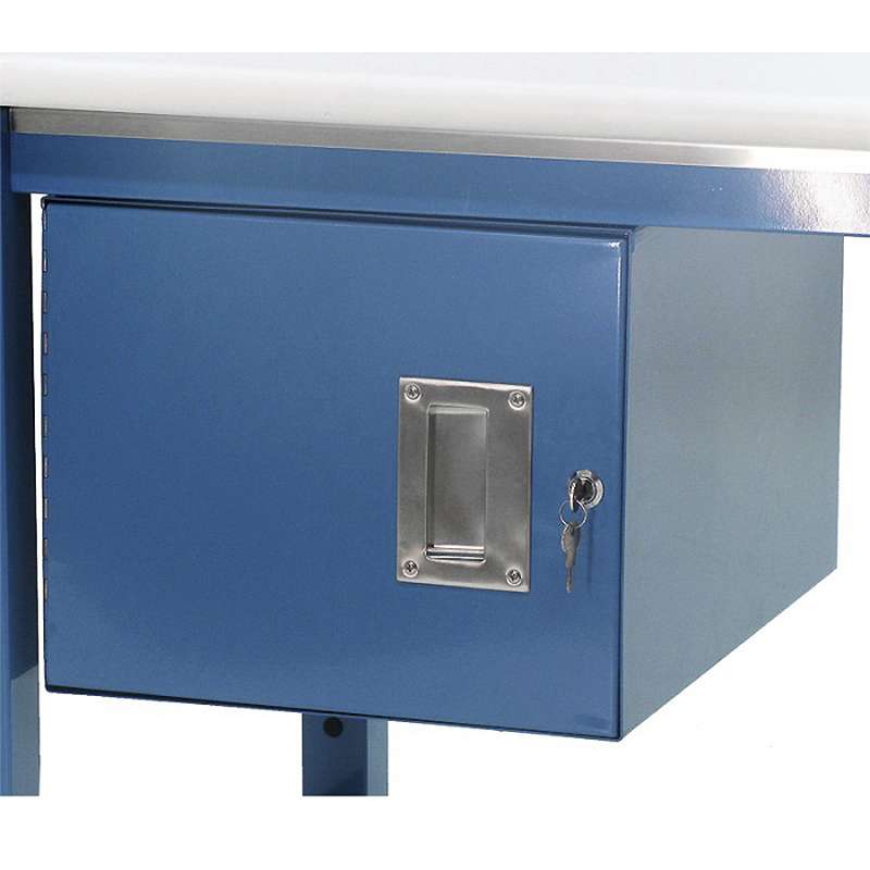 Steel Cabinet with Hinged Door and Lock for All-Spec Heavy Duty Chemical Resistant Benches, 12" High, Grey